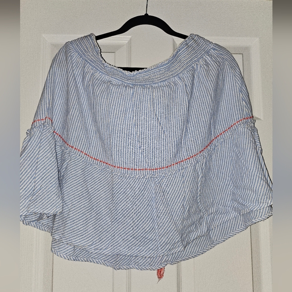 Knee length skirt, blue and white striped with coral accent by Nautica - 2xl - Picture 2 of 5